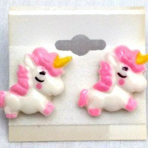 UNICORN PINK Stud Post Earrings Jewelry Set - Handmade USA